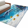 thumbnail image 2 of Ocean Shark Washable Area Rugs 4'x6', Nautical Watercolor Blue Yellow Sea Fish Coral Low Pile Throw Living Room Rug Non-Slip Sturdy Edge Binding Carpet for Indoor Entryway Bedside Kitchen, 2 of 9