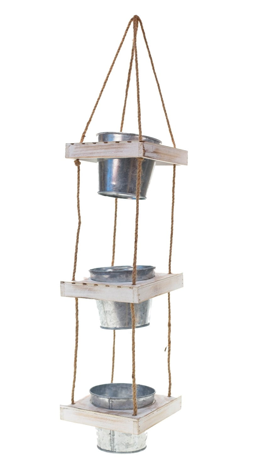 Triple Galvanized Bucket Hanging Planter 27 Inches