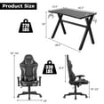 thumbnail image 4 of Goplus X-Shaped Gaming Desk & Racing Style Massage Chair Set Home Office Black+Grey, 4 of 10
