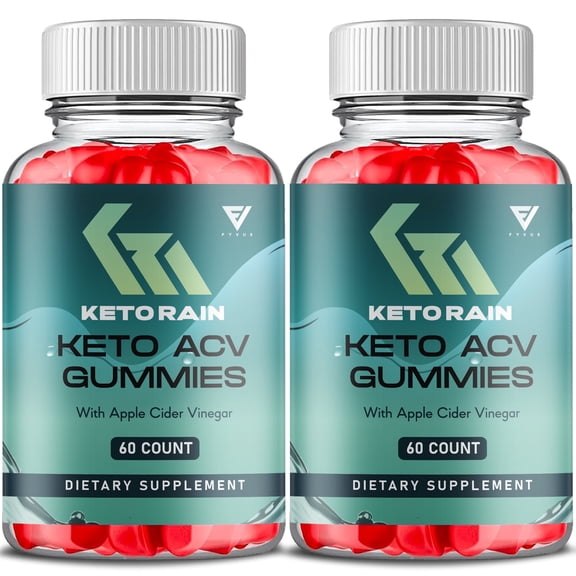 (2 Pack) Keto Rain Keto   ACV 1000mg Gummies Sugar Free Vitamin B12 Vitamin B6 Gut Health Support Keto Brain (120 Gummies)
