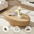 thumbnail image 5 of FFH 43.7 inch Oblong Coffee Table for Living Room,Modern Rustic Handcraft Corner Coffee Table with Solid Nature Wood Relief Sturdy Pedestal for Apartmen,Side Table Centre Table,Nature Wood, 5 of 13