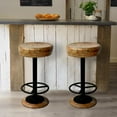 thumbnail image 2 of Benzara Industrial Style Adjustable Swivel Counter Height Stool with Hoop Footrest-Color:Brown/Black, 2 of 7