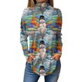 thumbnail image 2 of Women's Fall Casual Christmas Printed High Neck Long Sleeve Pullover Top, Loose Vintage Graphic Sweatshirt, Holiday T-Shirt Blouse,Blue,M, 2 of 7