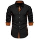 thumbnail image 2 of Blusa y camisa de manga larga con cuello vuelto para hombre, informal, con botones y retazos, de poliéster, 2 of 9