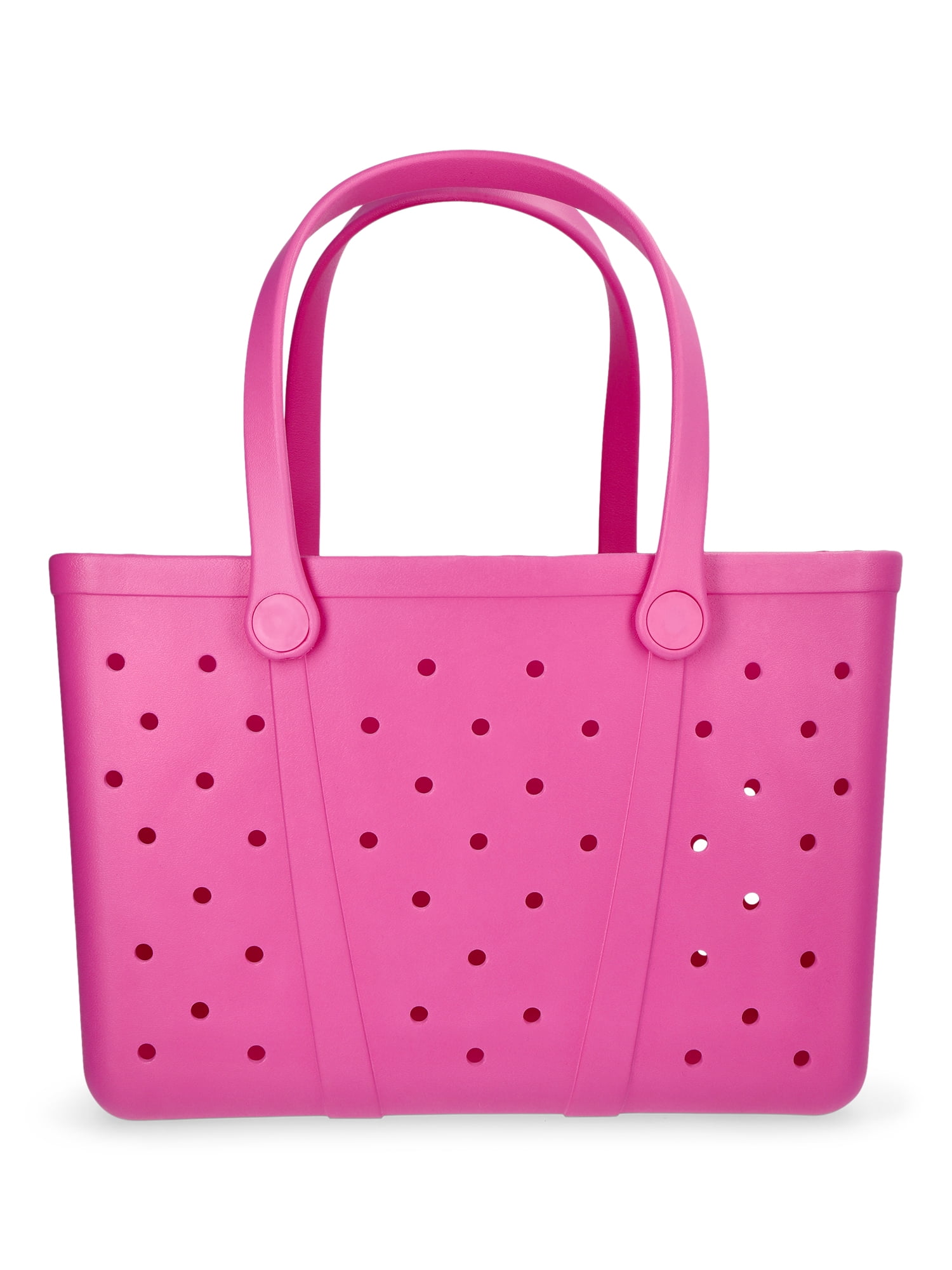 Time and Tru Women's Lightweight Beach Tote Bag, Hot Pink