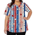 thumbnail image 3 of 250th Anniversary USA Scrub Tops Women Loose Short Sleeve USA Flag Print Scrub Shirts V Neck Independence Day Patriotic Scrubs Medical Nurse Uniform Nursing Workwear with Pockets Navy 2XL, 3 of 5