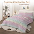 thumbnail image 3 of BlessLiving Pink Stripe Comforter Set, Queen Bedding Sets 3PCS Kids Bedding Set for Girls, 3 of 7