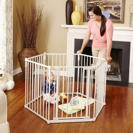 North States 3-in-1 Tan Metal Superyard, 12 Ft Baby Gate & Playard