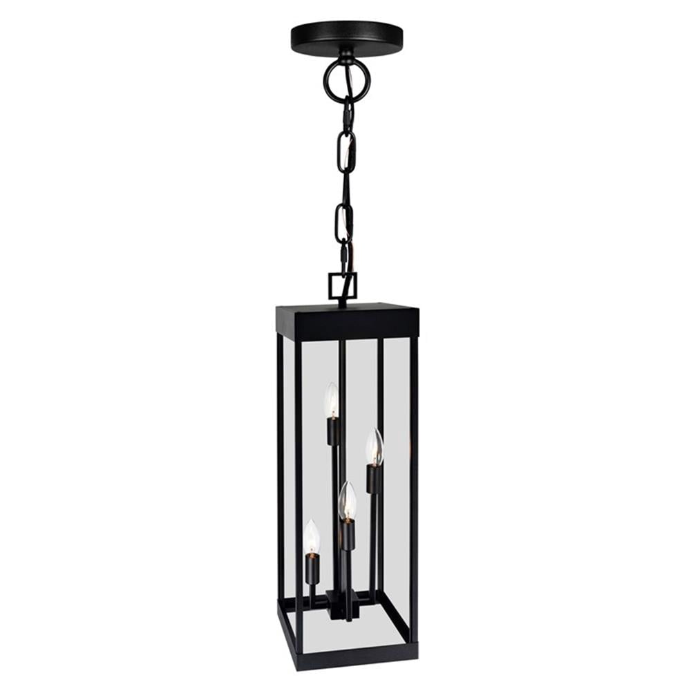 Pemberly Row Modern 4 Light Black Metal Outdoor Ceiling Light