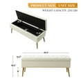 thumbnail image 6 of 45" Storage Bench, Tina's Home Upholstered Button Tufted Entryway Ottoman Metal Leg Bedroom Ivory, 6 of 7