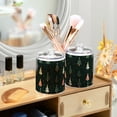 thumbnail image 3 of Yayeee 2 Pack Qtip Holder Bathroom Cotton Swab Canister with Lid Clear Dispenser Set, Green Christmas Trees, 3 of 6