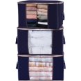 thumbnail image 1 of Large Capacity Comforter Organizer with Reinforced Handle for Duvet, Blankets, Bed Sheets, Breathable Foldable Organizer with Sturdy Zipper, Blue, Set of 3, 1 of 5