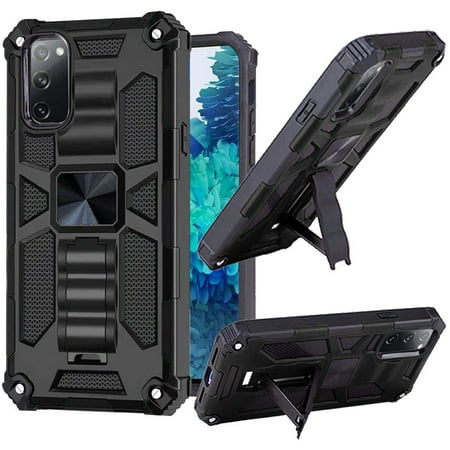 For Samsung Galaxy S20 FE 5G / S20 Fan Edition Military Grade Heavy Duty Hybrid Shockproof Hybrid with Built-in Car Mount Kickstand Cover ,Xpm Phone Case - Black