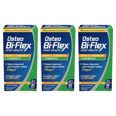 Osteo Bi-Flex Joint Health Triple Strength + Turmeric Tablets 80 ea (Pack of 3)