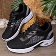 thumbnail image 4 of Women's Lightweight Breathable Knit Running Shoes, Non-Slip Air Cushion Athletic Sneakers, Black, 4 of 6