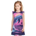 thumbnail image 1 of Fotbe Hawaiian Beach Dolphin Vestido de Dormir para Niñas de 3 a 10 Años, Mangas Cortas, Estilo Princesa, Pijama Camisón con Mangas Voladas-XX-Large, 1 of 6