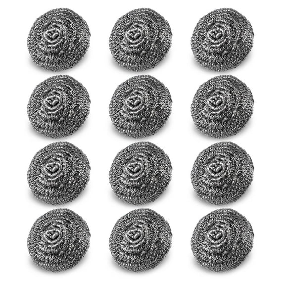 RUseeN 12 pcs Stainless Steel Wool Scrubber, Scrubbing Scouring Pad, Steel Wool Scrubber for Kitchens, Bathroom and More
