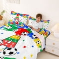 thumbnail image 3 of Castle Fairy Colorful Soccer Letter A Bed Sheets 4-Piece, Stars Print Full Size Sheets, Yellow Red Blue Green,1 Fitted Sheet, 1 Flat Sheet and 2 Pillowcases, 3 of 6