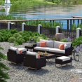 thumbnail image 2 of RST Brands Milo Espresso 8 Piece Outdoor Motion Seating Set - Cast Coral, 2 of 7