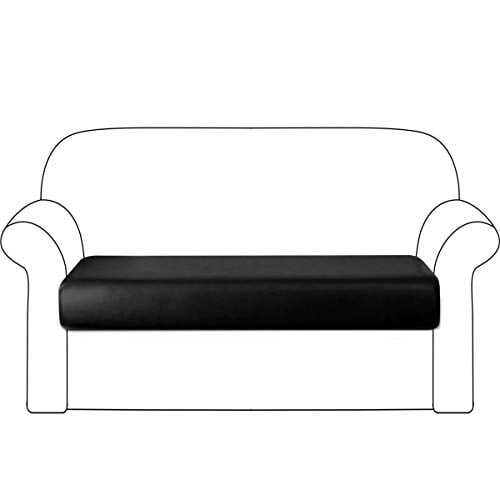 Dyfun Couch Cushion Cover Pu Leather Sofa Slipcover Stretch Waterproof Chair Seat Furniture Protector Loveseat Black Com Dyfun Couch Cushion Cover Pu Leather, Black Leather Sofa Cushion Covers