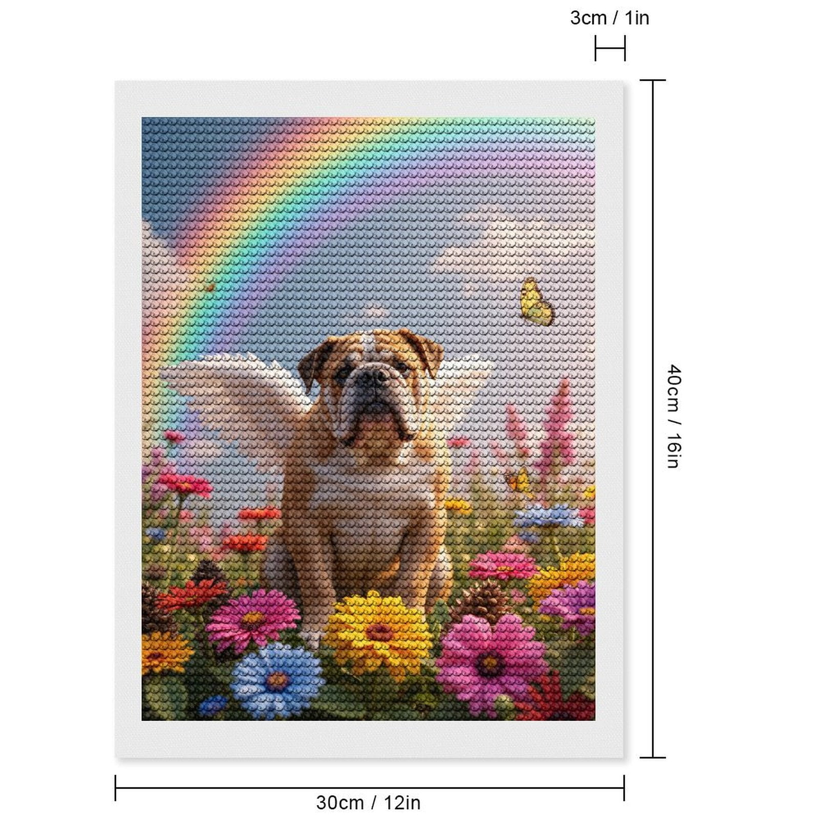Diamond Art Kits for Adults, Angel Dog In Flower Meadow 5D Diamond Painting Kits for Adults Beginners, DIY Full Drill Diamond Painting, Gem Art and Crafts 12x16