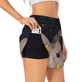 thumbnail image 1 of Balery Elegant Lady With Hat Pantalones cortos deportivos para mujer con forro y dos bolsillos, elásticos, para entrenamiento, gimnasio, yoga-Medium, 1 of 7