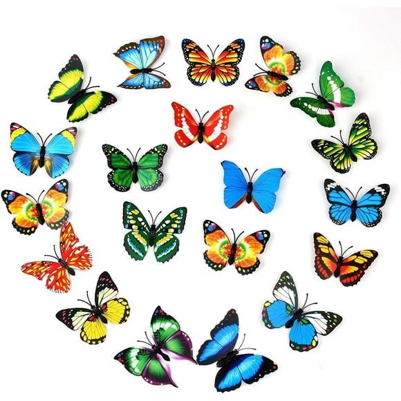 20pcs 3D PVC Butterfly Magnet Wall Decoration with Refrigerator Magnets(Color Random)