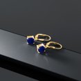 thumbnail image 5 of Gem Stone King 18K Yellow Gold Plated Silver Blue Sapphire Dangle Earrings for Women (2.60 Cttw, Gemstone September Birthstone, Cushion 6MM), 5 of 5