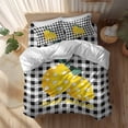thumbnail image 2 of Summer Lemon Twin Size Comforter Set, Fruit Sweet Summer Black White Plaid Bedding for All Seasons, 4 Pcs Bed Set, 1 Quiltcover (68"x86") ,1Sheet(67"x116"), 2Pillowcases (30"x20"), 2 of 9