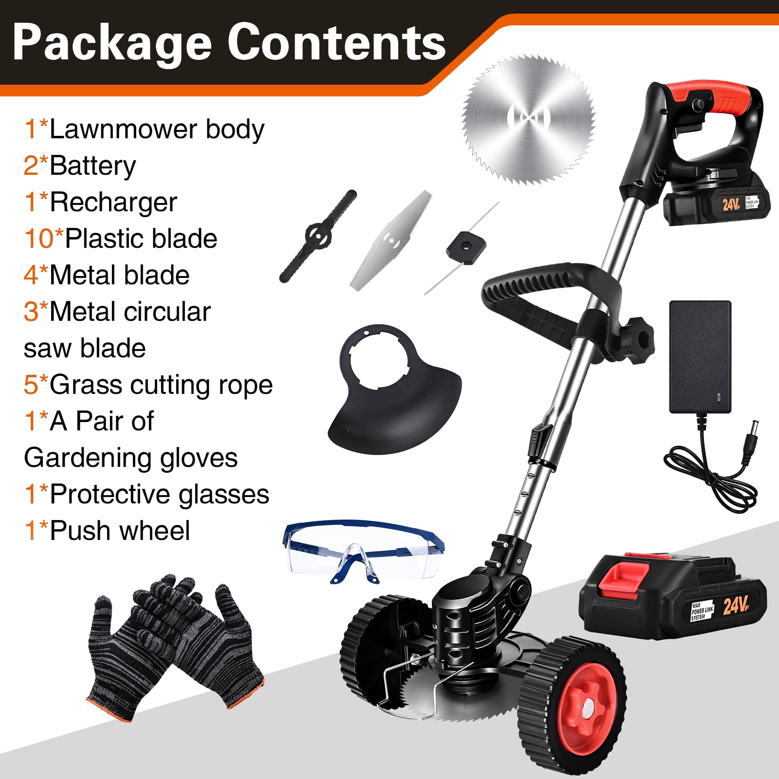 Ktinnead Electric Weed Wacker Cordless,Weed Eater Battery Powered,Cordless String Trimmer with Fast Charger & Wheel,Grass Cutter Machine with 4 Replacement Spools, Edger Lawn Tool, Black