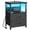 Black, variant on Night Stand with Charging Station, LED Nightstand with U-S-B Ports and Outlets for Small Spaces, 2 Fabric Storage Drawers, Bedside Table End Tables Bedroom