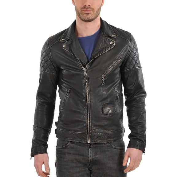 New Mens Leather Jacket Slim Fit Biker Motorcycle Genuine Black Leather Coat A960