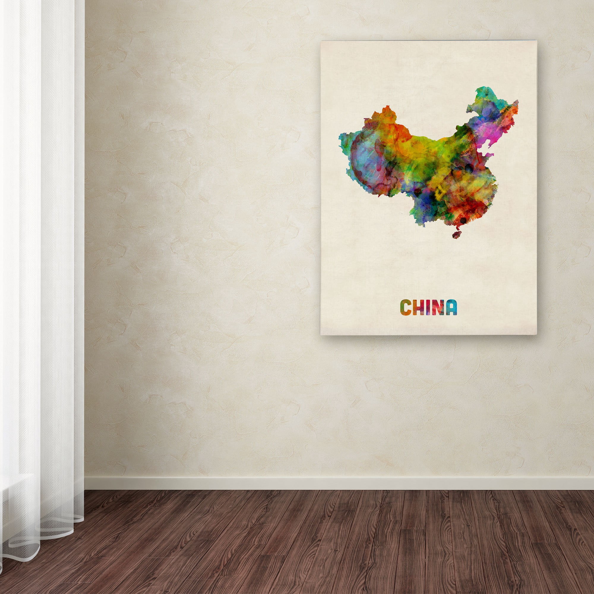 Trademark Fine Art "China Watercolor Map" Canvas Art by Michael Tompsett