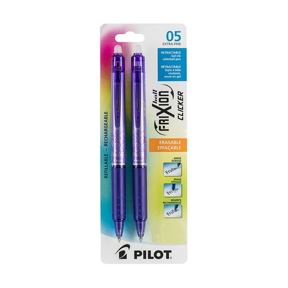 Pilot FRT5V2 FriXion Ball Clicker Retractable Erasable Pen 0.5mm purple (Pack of 2)
