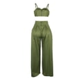 thumbnail image 4 of adaychics Womens Two Piece Outfits Sleeveless Crop Bustier Tops Wide Leg Casual Trousers with Drawstring for Streetwear, 4 of 9
