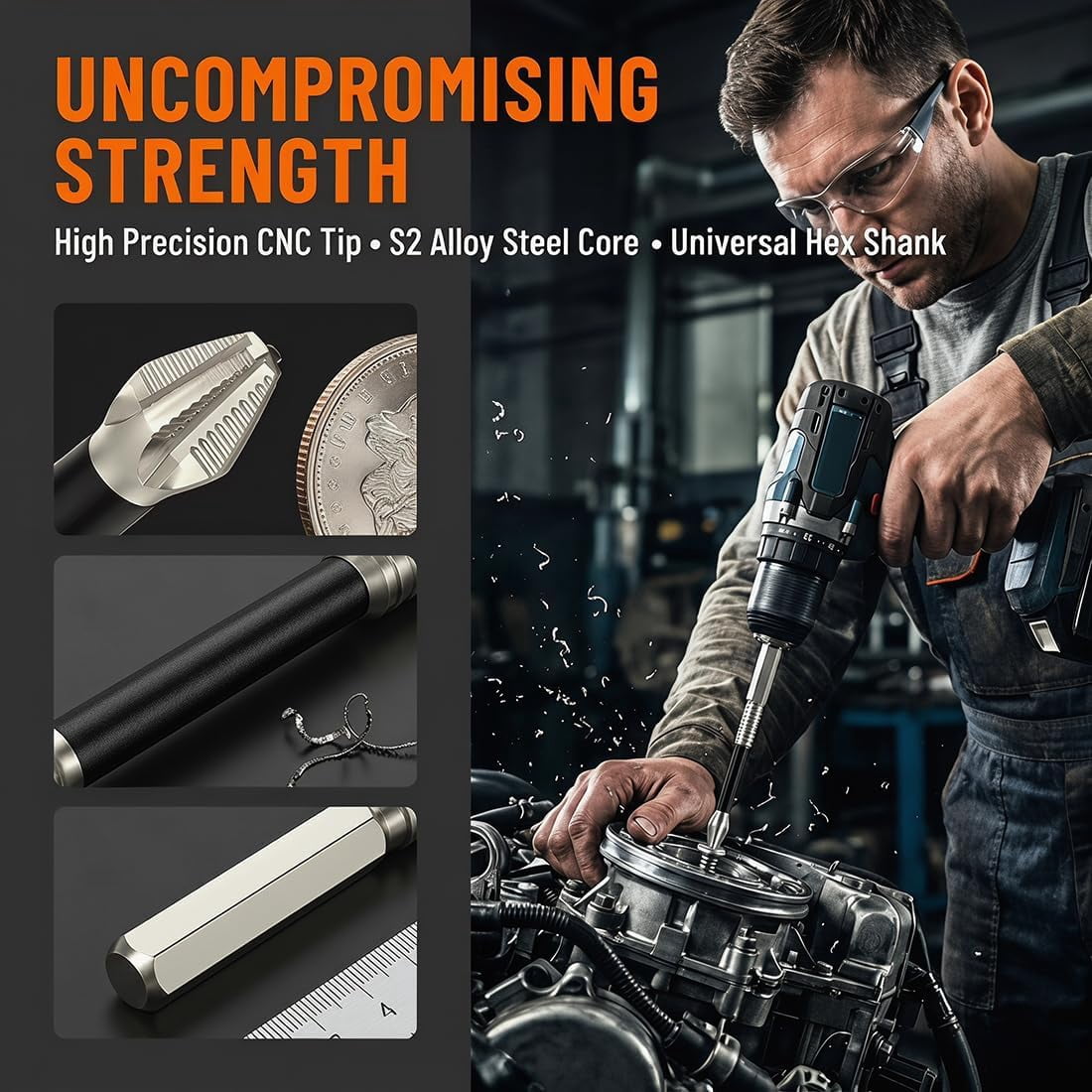 Universal High Magnetic Screwdriver Drill Bit Set - Anti-Slip Driver Bit Set for Impact Driver & Electric Drills - Premium Alloy Steel Fixion Tools (9PCS)