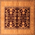 thumbnail image 1 of Ahgly Company Indoor Square Oriental Orange Industrial Area Rugs, 7' Square, 1 of 4