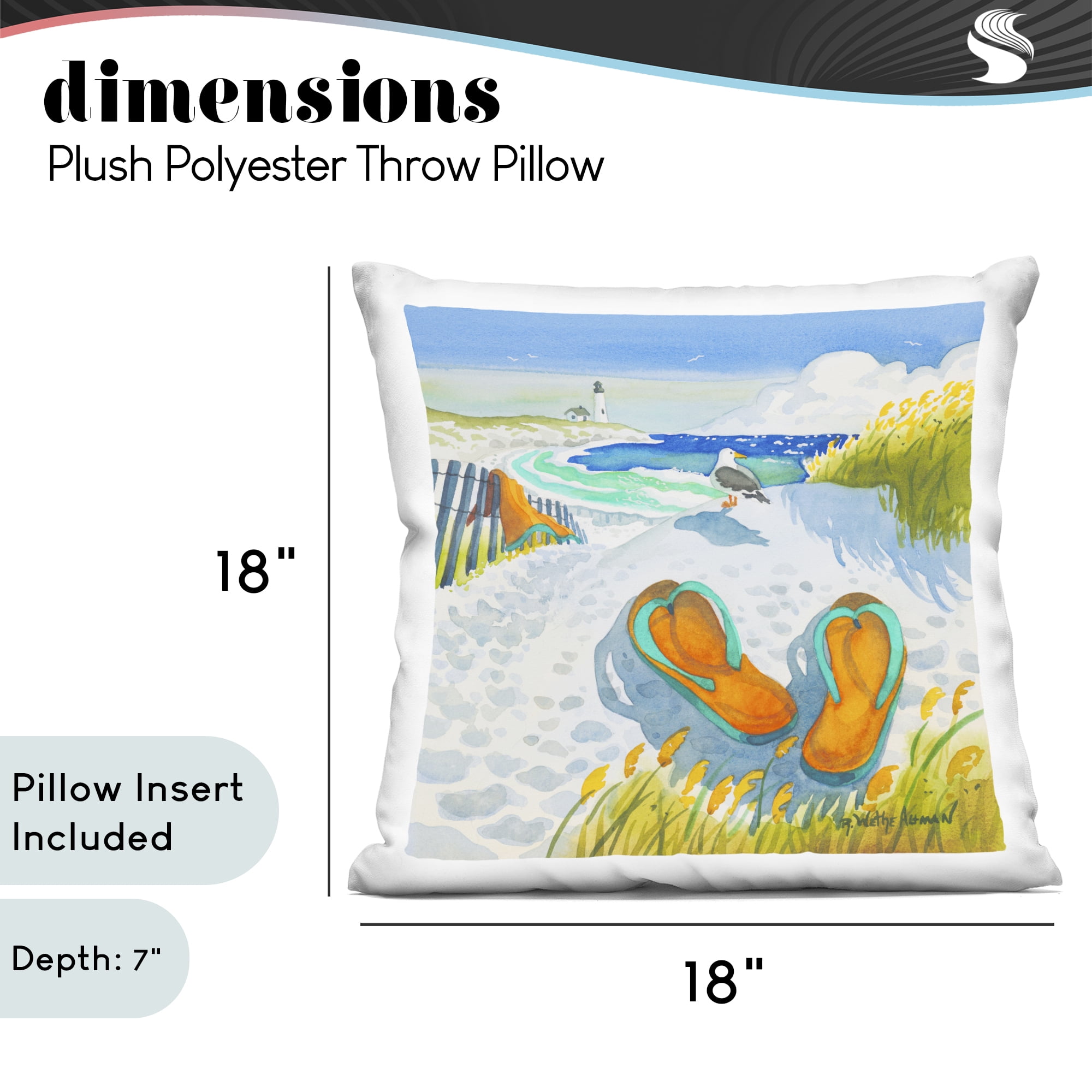 Stupell Industries Seagull & Flip Flops Decorative Printed Throw Pillow, design by Robin Altman, 18 x 7 x 18