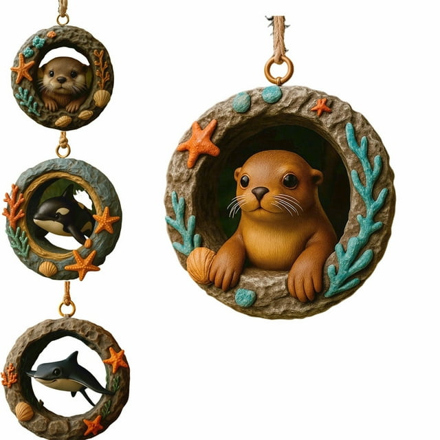 mfyjkho Adorno navideño colgante con temática de animales marinos, material duradero, decoración festiva para árbol de Navidad, 1 pieza