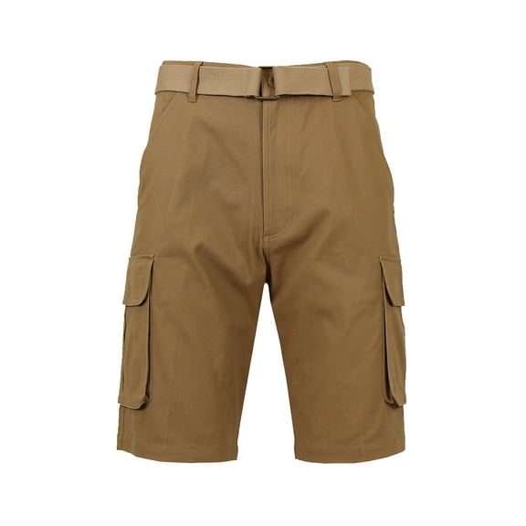Men Summer Slim Casual Shorts Fashion Solid Color Cargo Pants with Belt, Stretch Shorts with Multi Pockets