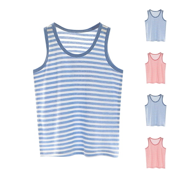 Crunowin Boys And Girls Summer Tank Tops Cotton Sleeveless Vest Lightweight Round Neck Comfort Top Blue Size 5T