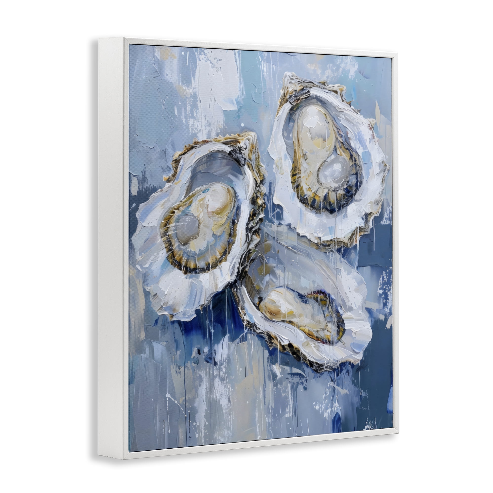 Stupell Industries Vibrant Blue Oysters White Framed Giclee Art, design by Creative Studio