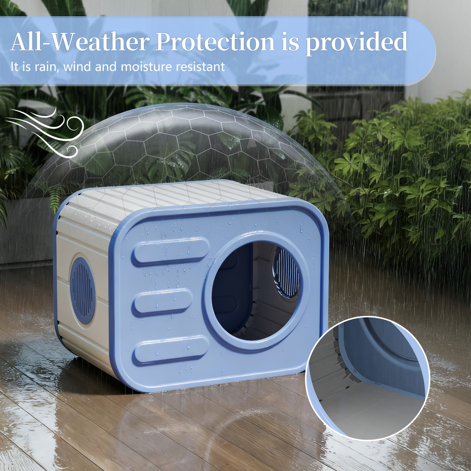 EasyUp Cat House for Indoor & Outdoor Cats, Resin Weatherproof Cat House with Camera-Shaped Design, Versatile for Home & Yard Use(Blue&Grey)