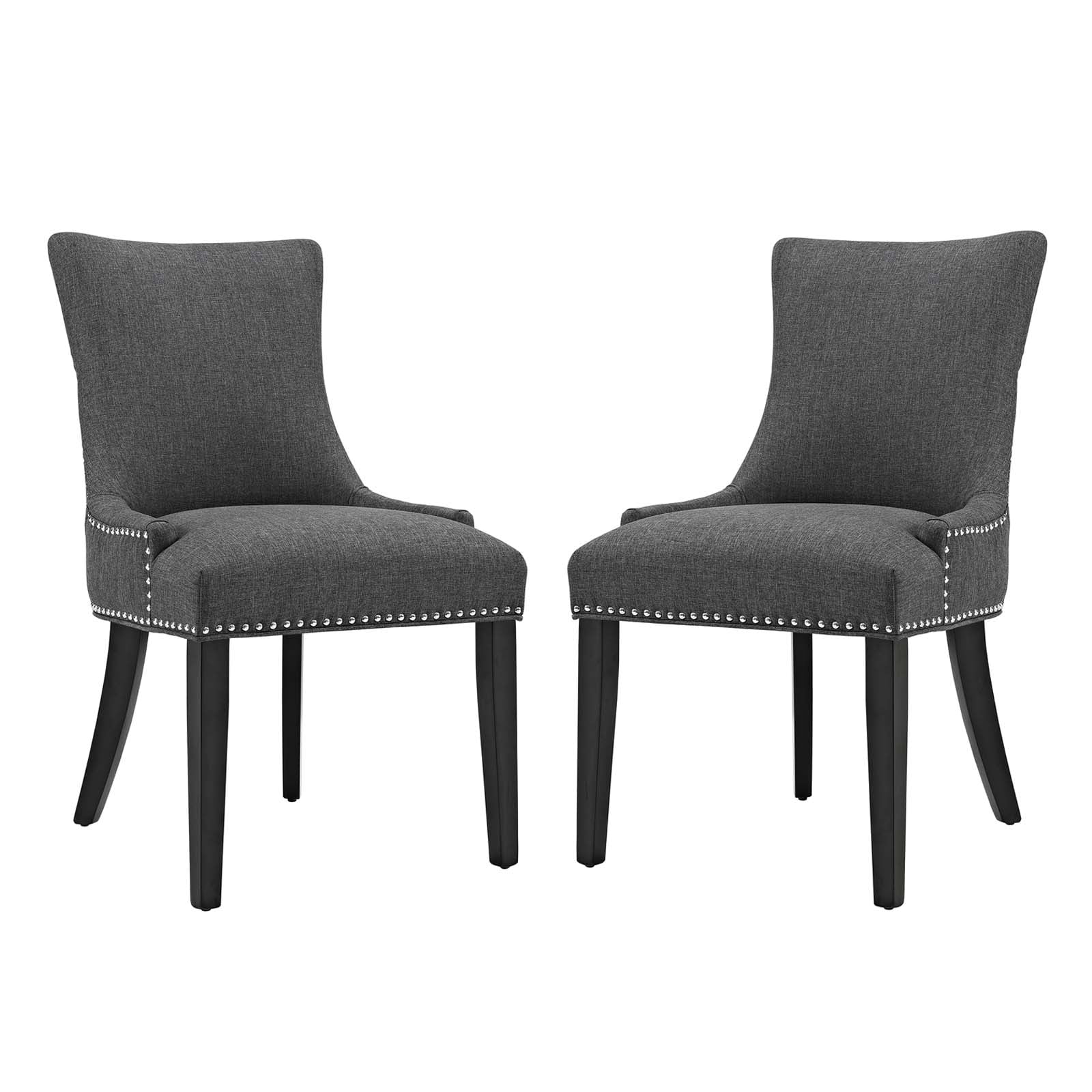 Side Dining Chair, Set of 2, Fabric, Wood, Grey Gray, Modern
