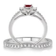 thumbnail image 3 of 2.25 Carat Red Ruby Princess Cut With Moissanite Diamond Bridal Set on 10k White Gold, 3 of 3