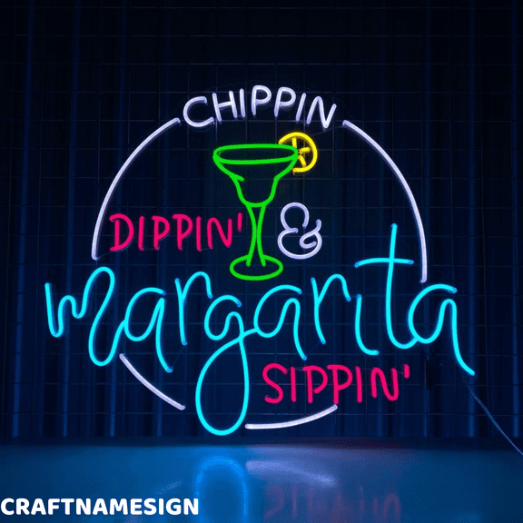 Craftnamesign Dippin Margarita Sippin Led Sign, Margarita Wall Art, Cocktail Bar Decor