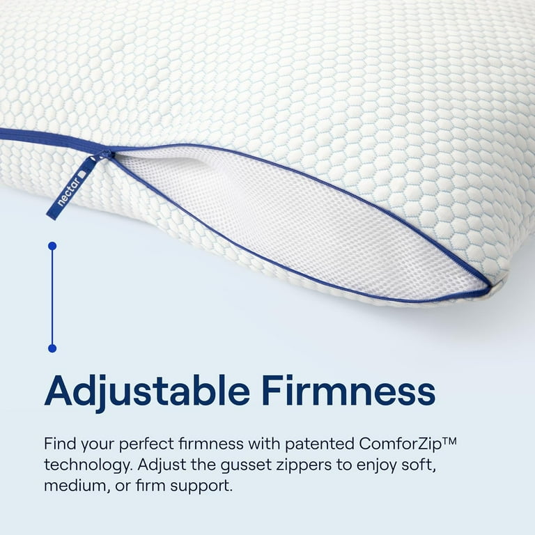 Nectar Tri-Comfort Cooling Pillow Adjustable Support Firmness