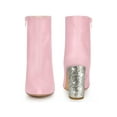 thumbnail image 5 of BLISSFUL STEP Glitter Heel Zipper Block Heels Ankle Boots for Women Pink 11, 5 of 6