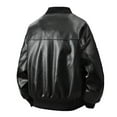 thumbnail image 4 of DPTALR Men's Loose Windproof Hooded Leather Jacket Classic Solid Color Long Sleeve Retro Style,Black, XXL, 4 of 8