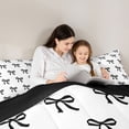 thumbnail image 5 of jejeloiu Kawaii Cartoon Bowtie Twin Comforter Sets,Cute Black Bow Bedding Set For Girl Kids Reversible 2pcs, 5 of 8